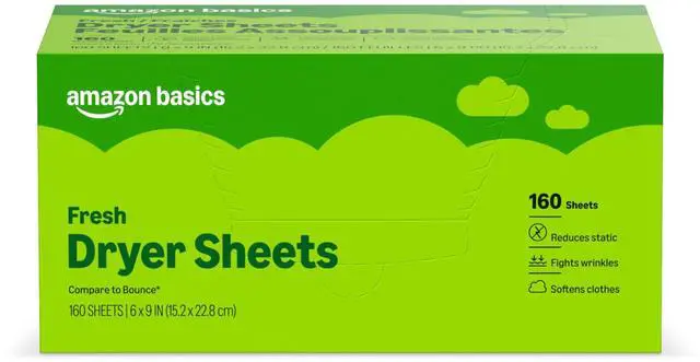 Main image of Dryer Sheets Laundry Fabric Softener, Fresh Scent, Reduces Static, Softens Clothes, Fights Wrinkles, 160 Count