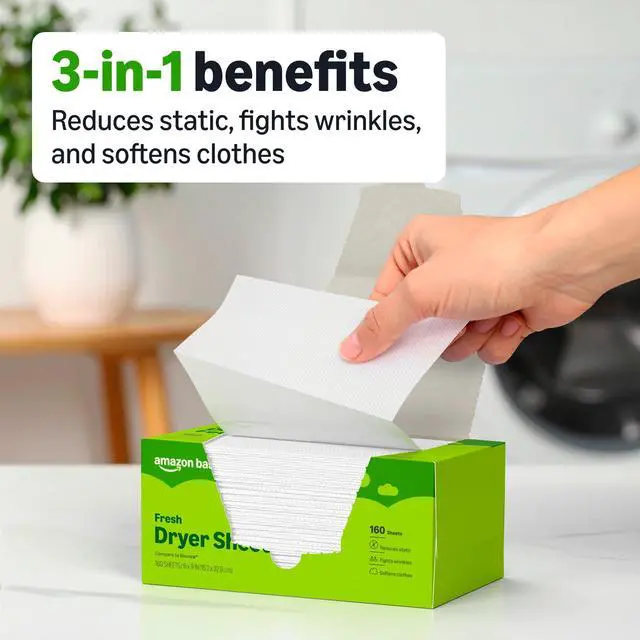 Alt view image 2 of 6 - Dryer Sheets Laundry Fabric Softener, Fresh Scent, Reduces Static, Softens Clothes, Fights Wrinkles, 160 Count