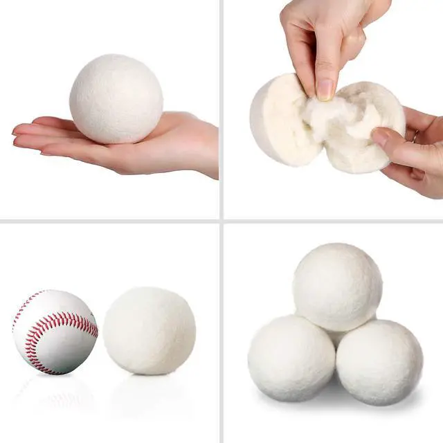Alt view image 4 of 6 - Wool Dryer Balls Natural Fabric Softener and 100% Organic, Chemical Free and Reduces Wrinkles. Saving Electricity and Drying Time XL Size 4 Pack White 4 Count