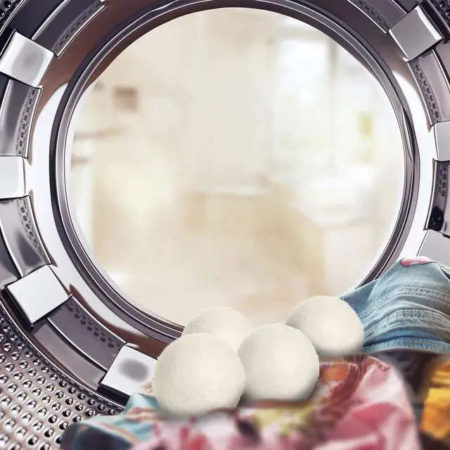 Alt view image 6 of 6 - Wool Dryer Balls Natural Fabric Softener and 100% Organic, Chemical Free and Reduces Wrinkles. Saving Electricity and Drying Time XL Size 4 Pack White 4 Count