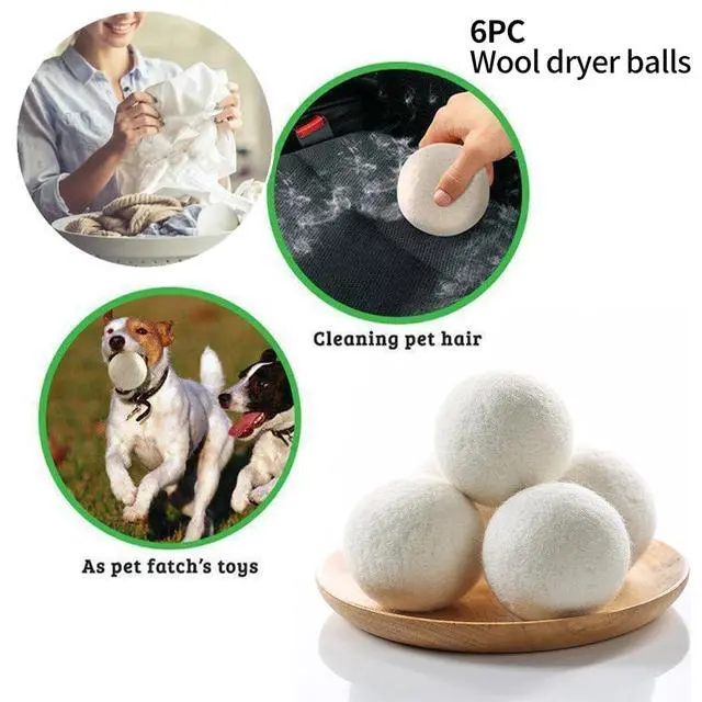 Alt view image 3 of 7 - Laundry Wool Dryer Balls, 6 Pack Natural Fabric Softener, Reusable Laundry Balls for Dryer, Reduces Clothing Wrinkles and Saves Drying Time for Washing Machine Accessories