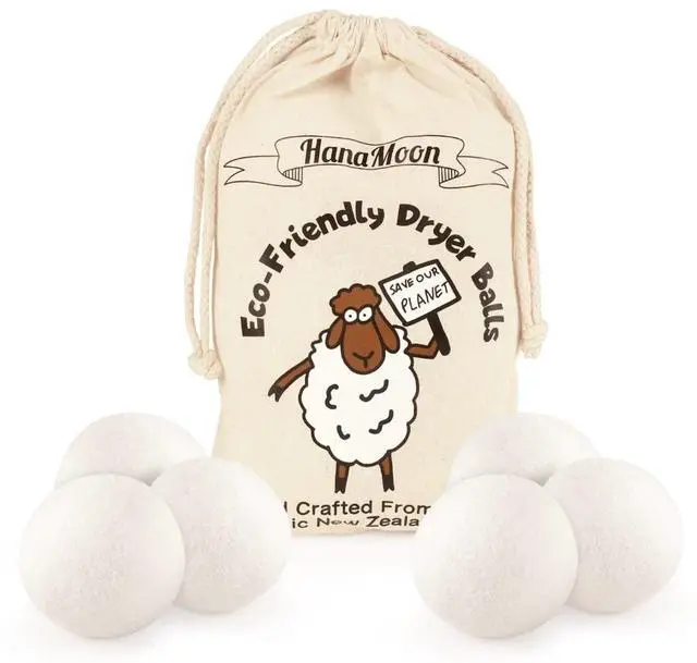 Main image of Wool Tumble Dryer Balls Eco-Friendly Organic Fabric Softener, Reduce Wrinkles & Drying Time, Save Energy, Reusable, Handmade, 100% New Zealand Wool, Baby Safe, Unscented, XL Size (Pack of 6)