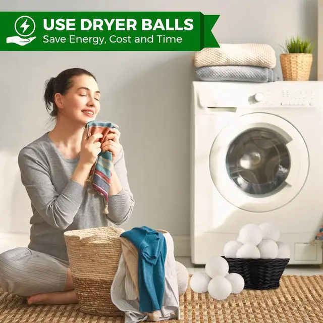 Alt view image 3 of 7 - Wool Tumble Dryer Balls Eco-Friendly Organic Fabric Softener, Reduce Wrinkles & Drying Time, Save Energy, Reusable, Handmade, 100% New Zealand Wool, Baby Safe, Unscented, XL Size (Pack of 6)