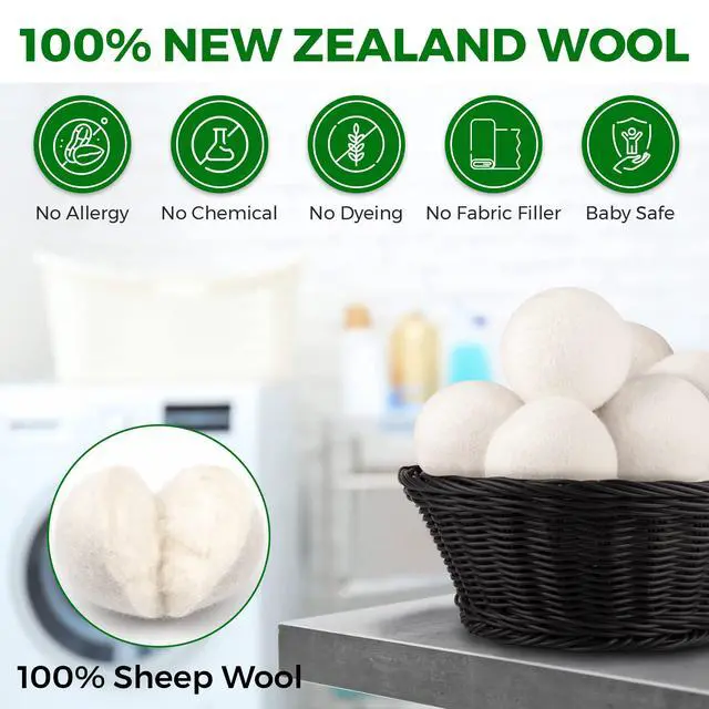 Alt view image 6 of 7 - Wool Tumble Dryer Balls Eco-Friendly Organic Fabric Softener, Reduce Wrinkles & Drying Time, Save Energy, Reusable, Handmade, 100% New Zealand Wool, Baby Safe, Unscented, XL Size (Pack of 6)