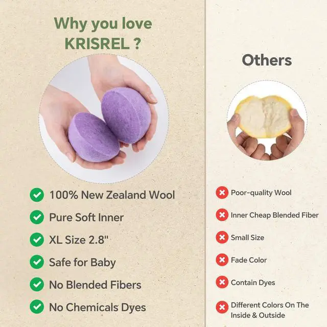 Alt view image 4 of 7 - Wool Dryer Balls 3 Pack XL, Natural Fabric Softener New Zealand Wool, Handmade Laundry Dryer Balls, Reusable 1000 Loads,Wrinkles Free, Shorten Drying Time(3 Pack, Colorful