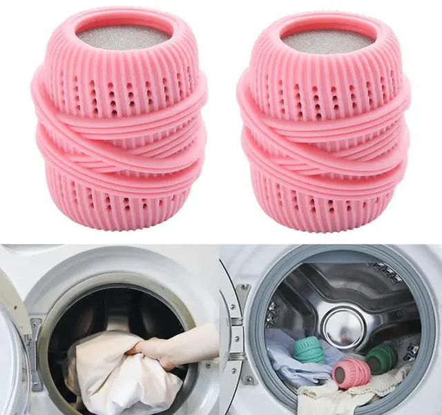Main image of Reusable Fabric Softener Dispenser Balls Laundry Dryer Balls for Washing Sponge Household Substitute Cleaning Tool (Pink)