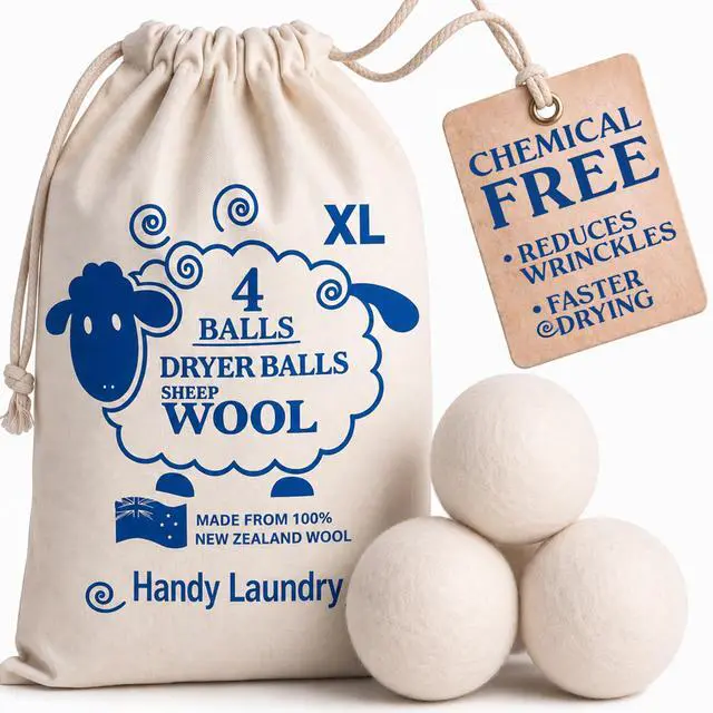 Main image of Wool Dryer Balls 4-Pack, Reusable Natural Fabric Softener