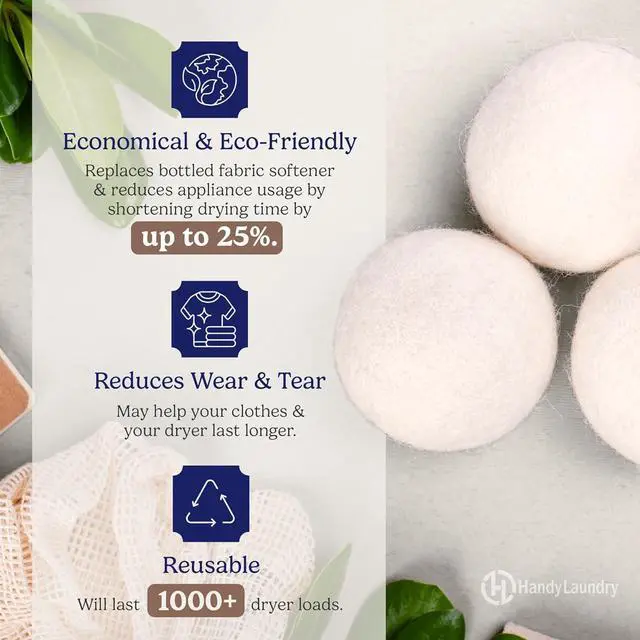 Alt view image 2 of 7 - Wool Dryer Balls 4-Pack, Reusable Natural Fabric Softener