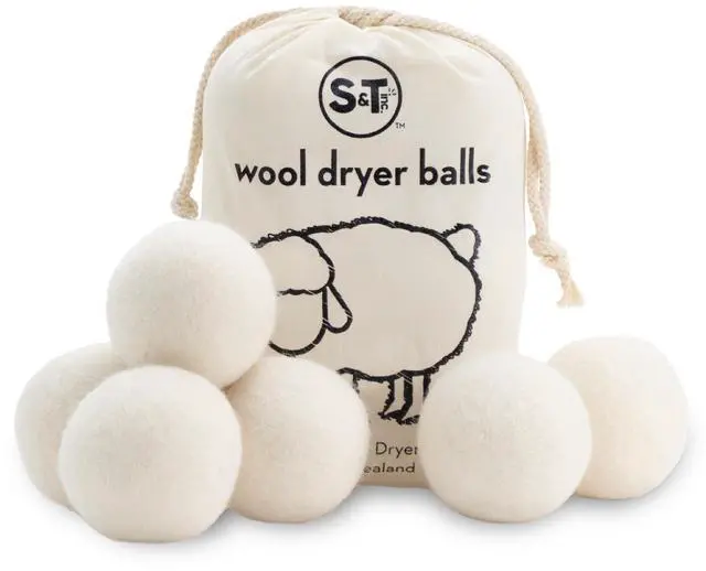 Main image of XL New Zealand Wool Dryer Balls, Fabric Softener for Laundry, Natural White, 2.9 in, 6 Pack