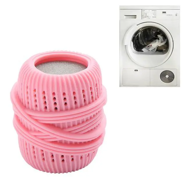 Alt view image 5 of 6 - Reusable Fabric Softener Dispenser Balls Laundry Dryer Balls for Washing Sponge Household Substitute Cleaning Tool (Pink)