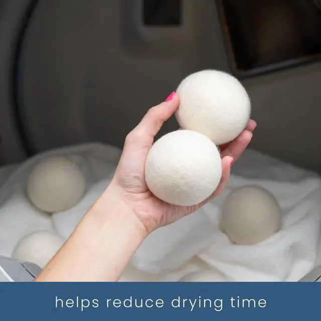 Alt view image 2 of 6 - XL New Zealand Wool Dryer Balls, Fabric Softener for Laundry, Natural White, 2.9 in, 6 Pack