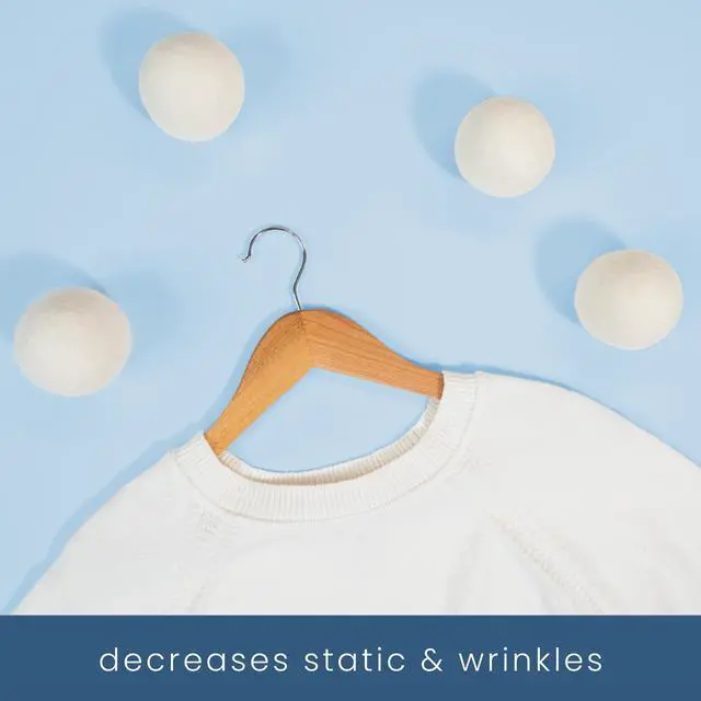 Alt view image 5 of 6 - XL New Zealand Wool Dryer Balls, Fabric Softener for Laundry, Natural White, 2.9 in, 6 Pack