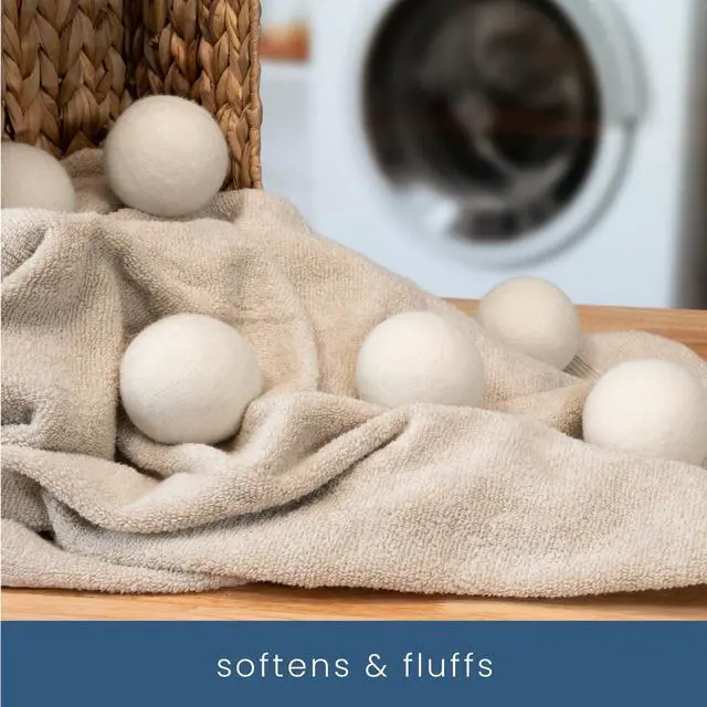 Alt view image 3 of 6 - XL New Zealand Wool Dryer Balls, Fabric Softener for Laundry, Natural White, 2.9 in, 6 Pack