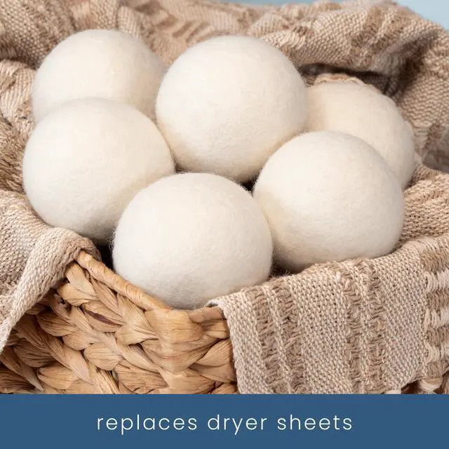 Alt view image 4 of 6 - XL New Zealand Wool Dryer Balls, Fabric Softener for Laundry, Natural White, 2.9 in, 6 Pack