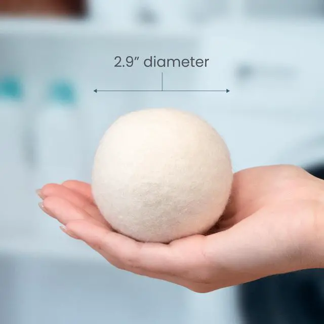 Alt view image 6 of 6 - XL New Zealand Wool Dryer Balls, Fabric Softener for Laundry, Natural White, 2.9 in, 6 Pack