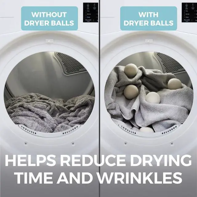 Alt view image 3 of 7 - Wool Reusable Dryer Balls XL, Anti Static Fast Drying Laundry for Pet Hair, Reduces Clothing Wrinkles, Lint, Natural Fabric Softener Essentials, Replace Dryer Sheets, Over 400 Loads 5 Pack