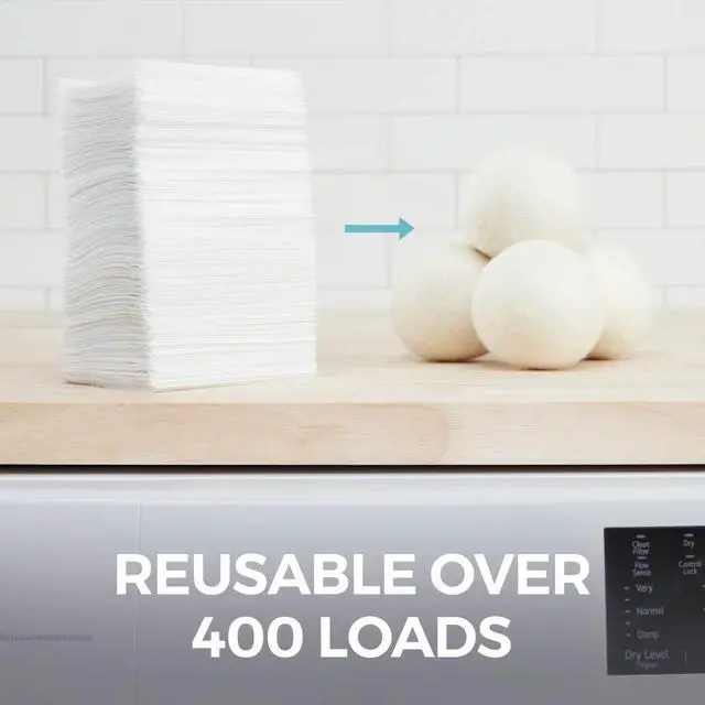 Alt view image 4 of 7 - Wool Reusable Dryer Balls XL, Anti Static Fast Drying Laundry for Pet Hair, Reduces Clothing Wrinkles, Lint, Natural Fabric Softener Essentials, Replace Dryer Sheets, Over 400 Loads 5 Pack