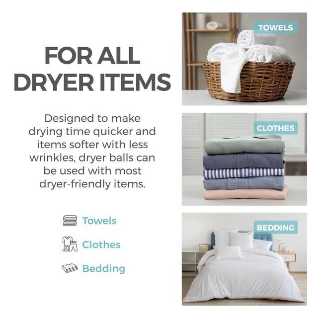 Alt view image 7 of 7 - Wool Reusable Dryer Balls XL, Anti Static Fast Drying Laundry for Pet Hair, Reduces Clothing Wrinkles, Lint, Natural Fabric Softener Essentials, Replace Dryer Sheets, Over 400 Loads 5 Pack