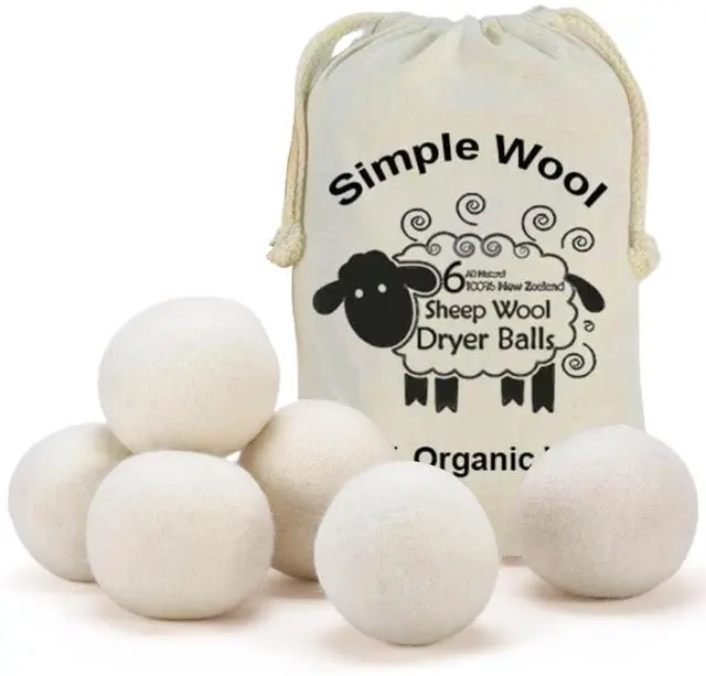 Main image of XL Dryer Balls from 100% New Zealand Wool (6-Pack), Natural & Reusable Fabric Softener Balls for 1000+ Loads, Essential Oil Ready Laundry Accesories, Reduces Wrinkles & Cuts Drying Time