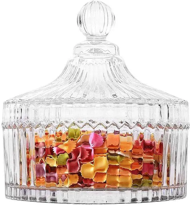 Alt view image 2 of 6 - Glass Candy Storage Box Clear Sugar Dish With Lid Crystal Covered Candy Bowl Apothecary Food Buffet Container Holder