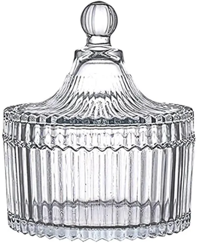 Main image of Glass Candy Storage Box Clear Sugar Dish With Lid Crystal Covered Candy Bowl Apothecary Food Buffet Container Holder