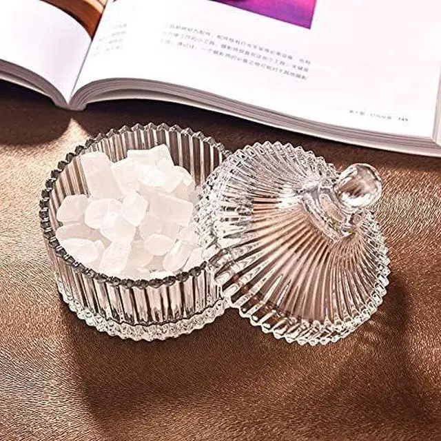 Alt view image 4 of 6 - Glass Candy Storage Box Clear Sugar Dish With Lid Crystal Covered Candy Bowl Apothecary Food Buffet Container Holder