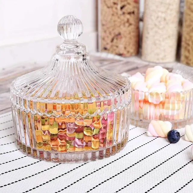Alt view image 5 of 6 - Glass Candy Storage Box Clear Sugar Dish With Lid Crystal Covered Candy Bowl Apothecary Food Buffet Container Holder