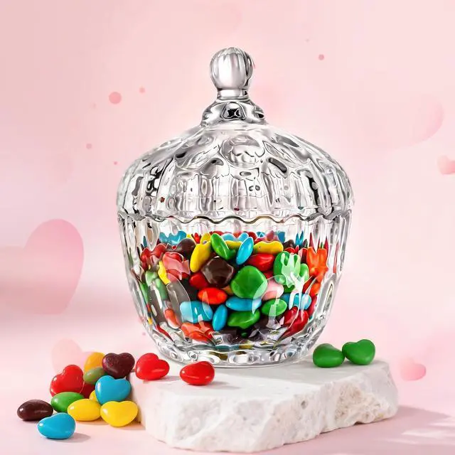 Alt view image 2 of 7 - 11.5 oz Candy Dish with Lid, Small Glass Candy & Cookie Jar