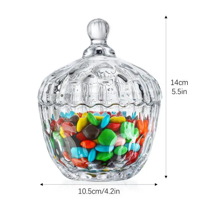 Alt view image 5 of 7 - 11.5 oz Candy Dish with Lid, Small Glass Candy & Cookie Jar