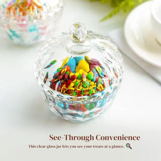 Alt view image 3 of 7 - 11.5 oz Candy Dish with Lid, Small Glass Candy & Cookie Jar