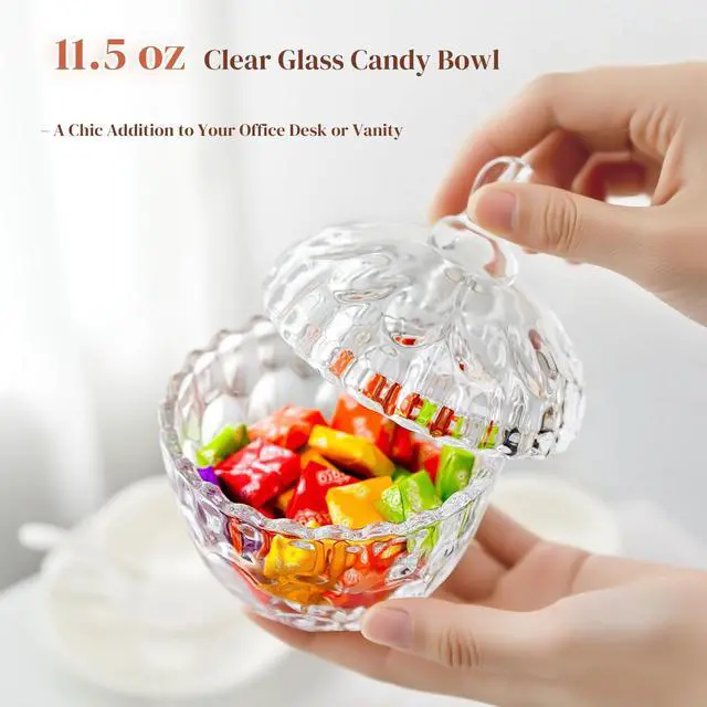 Alt view image 4 of 7 - 11.5 oz Candy Dish with Lid, Small Glass Candy & Cookie Jar