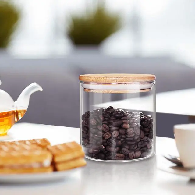 Alt view image 4 of 7 - 18 Oz/550 ML Glass Jar with Lid, Clear Thickened Version Glass Storage Containers with Sealed Bamboo Lid, For Coffee, Sugar, Spices, Tea, Beans, Candy, Cookie