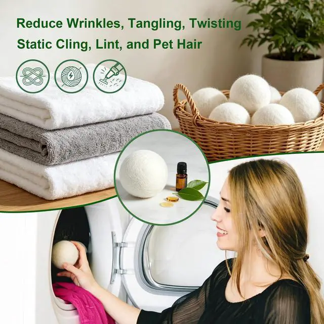 Alt view image 6 of 7 - Wool Dryer Balls XL 6-Pack, Reusable Natural Laundry Fabric Softener
