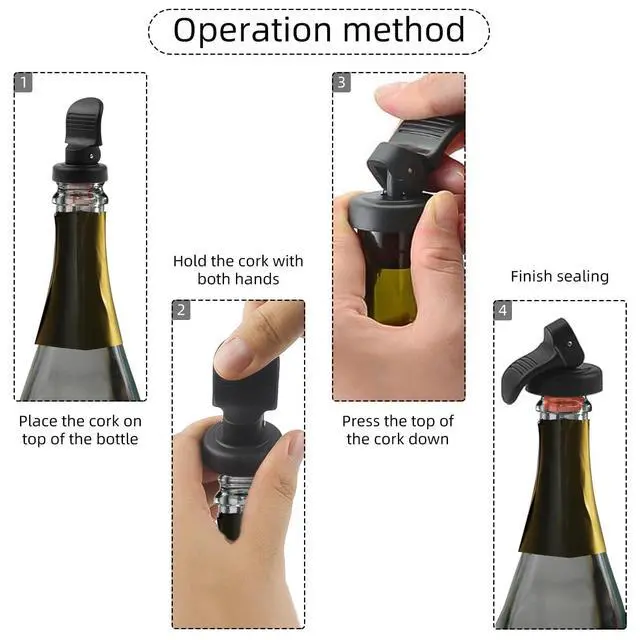 Alt view image 3 of 6 - 6PCS Wine Bottle Stoppers, Reusable Plastic Wine Corks Wine Stoppers Bottle Caps Champagne Stoppers with Airtight Seal, Keep Wine Fresh Wine Bottle Sealer Set
