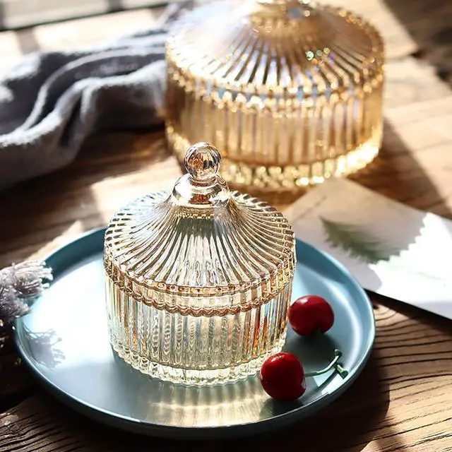 Alt view image 2 of 6 - Colorful Glass Jar With Lid,Candy Cookie Jars,Jewelry Box,Biscuit Containers Food Storage,Decorative Jar(Amber)