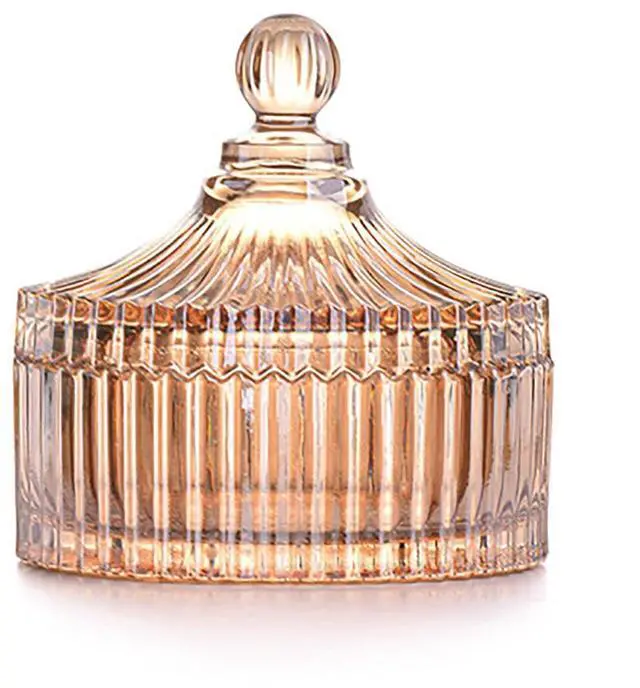 Main image of Colorful Glass Jar With Lid,Candy Cookie Jars,Jewelry Box,Biscuit Containers Food Storage,Decorative Jar(Amber)