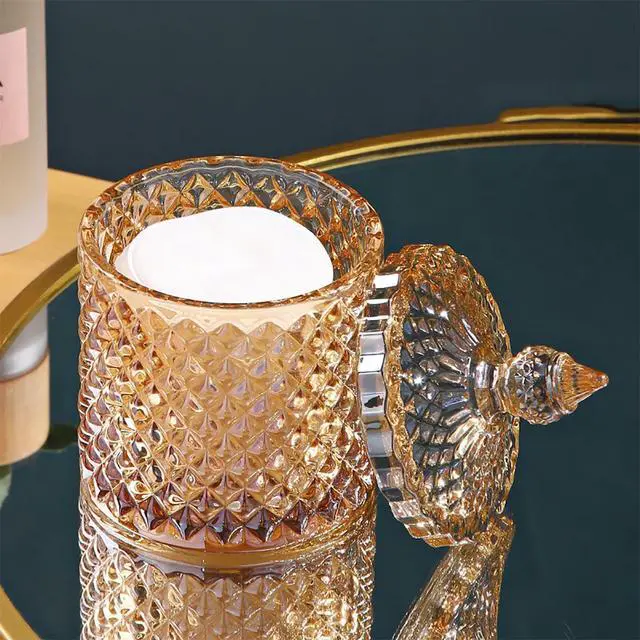 Alt view image 2 of 7 - Colorful Glass Jar With Lid,Candy Cookie Jars,Jewelry Box,Buffet Biscuit Containers Food Storage,Decorative Jar(Amber)