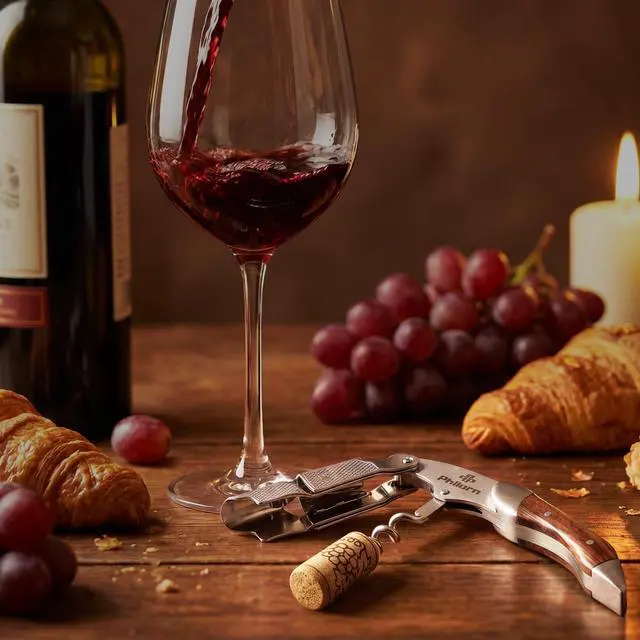 Alt view image 5 of 6 - Wine Opener Professional Manual Wine Key for Servers | Corkscrew Wine Opener with Foil Cutter & Cap Remover, Bartenders, Waiters & Home Use, Rosewood Handle Wine Bottle Opener