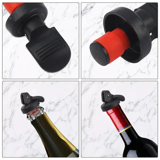 Alt view image 4 of 6 - 6PCS Wine Bottle Stoppers, Reusable Plastic Wine Corks Wine Stoppers Bottle Caps Champagne Stoppers with Airtight Seal, Keep Wine Fresh Wine Bottle Sealer Set