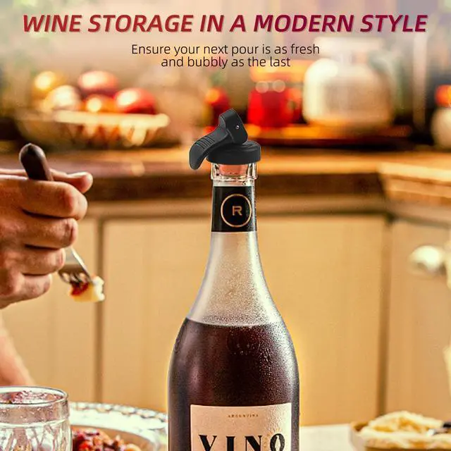 Alt view image 5 of 6 - 6PCS Wine Bottle Stoppers, Reusable Plastic Wine Corks Wine Stoppers Bottle Caps Champagne Stoppers with Airtight Seal, Keep Wine Fresh Wine Bottle Sealer Set
