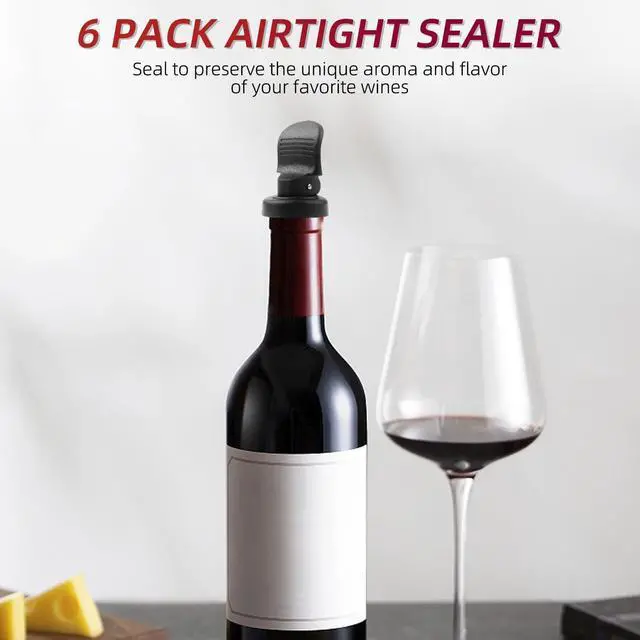 Alt view image 6 of 6 - 6PCS Wine Bottle Stoppers, Reusable Plastic Wine Corks Wine Stoppers Bottle Caps Champagne Stoppers with Airtight Seal, Keep Wine Fresh Wine Bottle Sealer Set