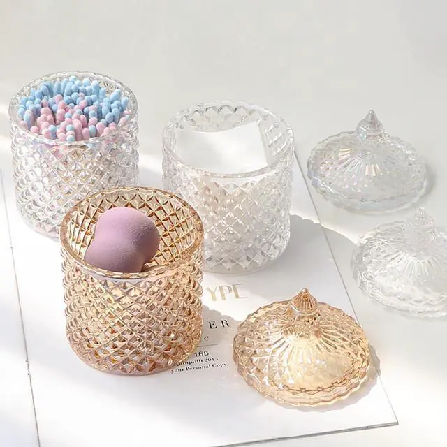 Alt view image 4 of 7 - Colorful Glass Jar With Lid,Candy Cookie Jars,Jewelry Box,Buffet Biscuit Containers Food Storage,Decorative Jar(Amber)