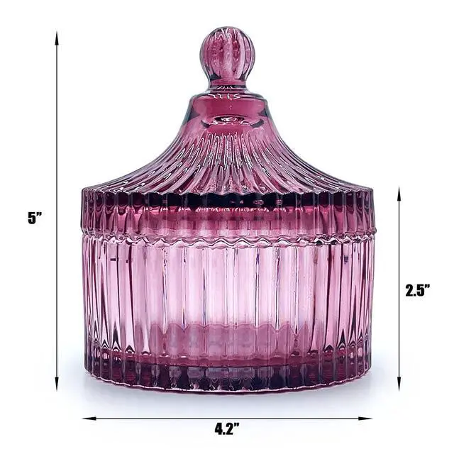 Alt view image 2 of 6 - Colorful Glass Jar With Lid,Candy Dish,Jewelry Box,Christmas Burgundy Decor,Decorative Jars(Purplish Red)