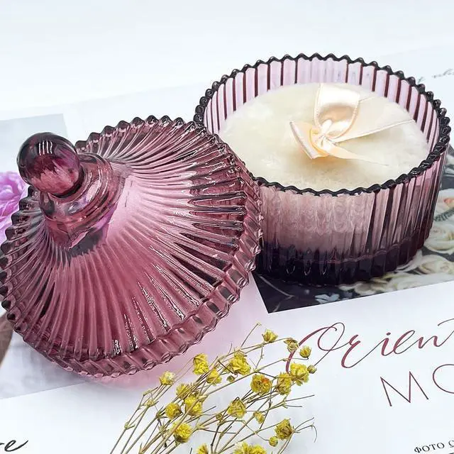 Alt view image 3 of 6 - Colorful Glass Jar With Lid,Candy Dish,Jewelry Box,Christmas Burgundy Decor,Decorative Jars(Purplish Red)