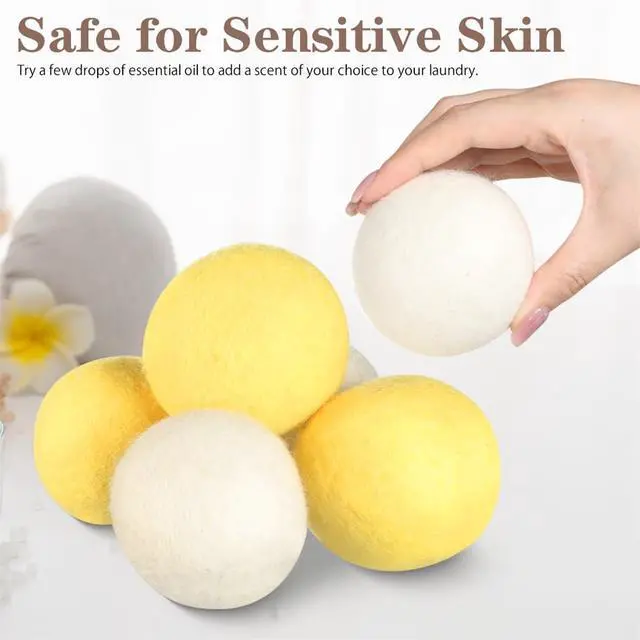 Alt view image 7 of 7 - Wool Dryer Balls XL 6 Pack Pure Organic Wool Premium Reusable Fabric Softener New Zealand Sheep Wool Ball for Dryer Natural Fabric Softener Saves Drying Time