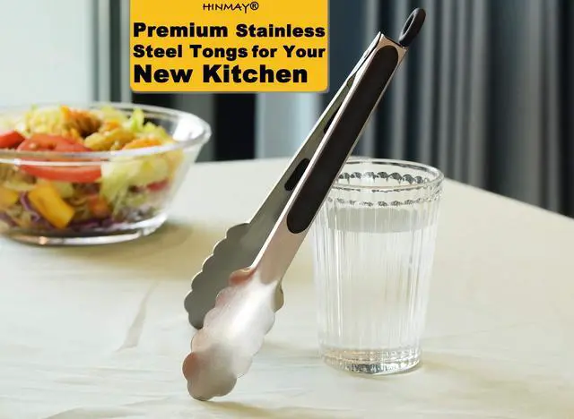 Alt view image 6 of 6 - Stainless Steel Kitchen Tongs 9-Inch Cooking Tongs, Set of 3