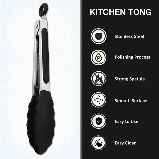 Alt view image 3 of 7 - 7 inch Mini Silicone Serving Tongs with Silicone Tips Set of 3