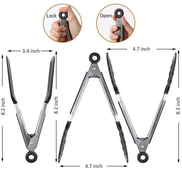 Alt view image 2 of 7 - 7 inch Mini Silicone Serving Tongs with Silicone Tips Set of 3