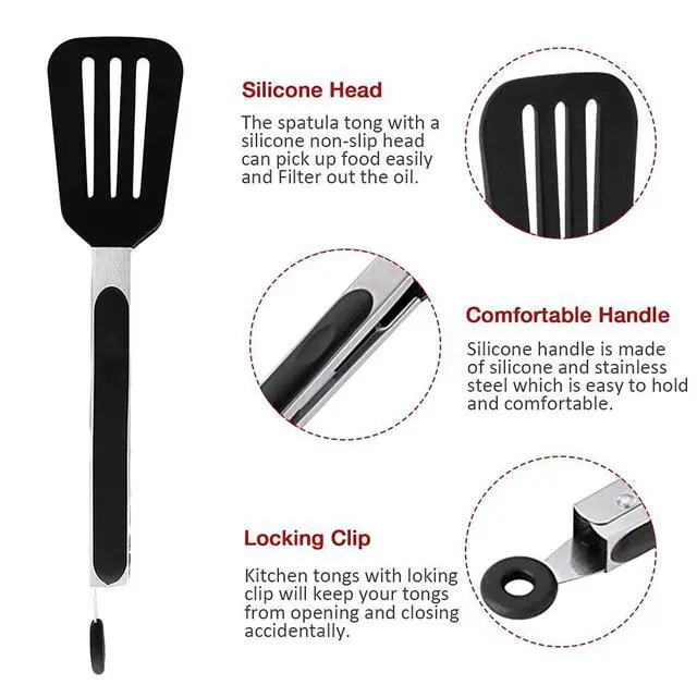 Alt view image 4 of 7 - 7 inch Mini Silicone Serving Tongs with Silicone Tips Set of 3