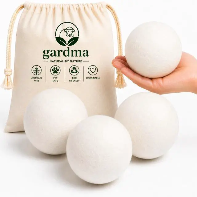 Main image of Wool Dryer Balls XL 4-Pack Organic Wool Dryer Balls for Laundry Reusable, Natural Fabric Softener, Reduces Drying Time, Static, Wrinkles & Laundry Clumping